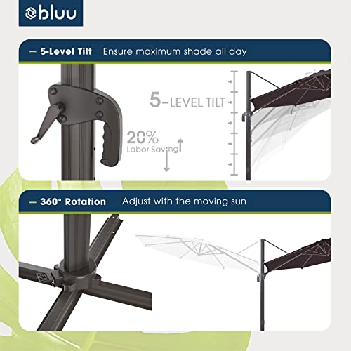 BLUU SYCAMORE 10 FT Patio Cantilever Umbrella, Aluminum Outdoor Offset