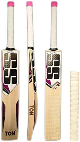 SS White Edition Pink Cricket Bat English Willow SH with Free Grip of Gortonshire