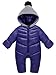Aivtalk Baby Boys Snowsuit Infant Warm Solid Polyester Long Sleeve Zip One Piece Jacket Outwear with Knit Hood Blue 6-12 Months