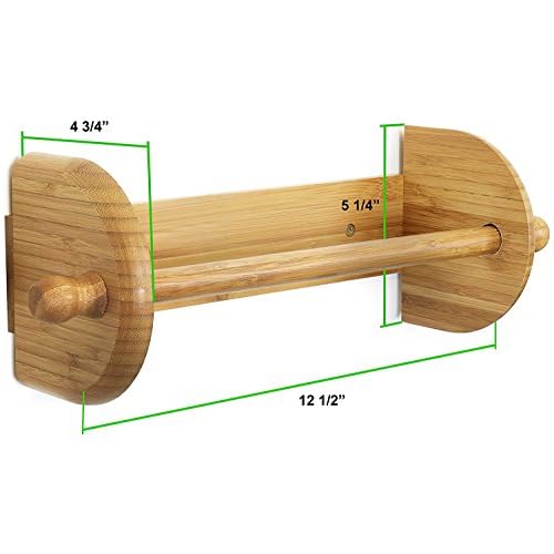 Greenco Premium Bamboo Wall Mount Paper Towel Holder 15", Wood