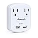 DEWENWILS Multi Outlet Plug 2 AC Outlets with Dual USB Ports (3.1A Total), Small USB Wall Charger Adapter for Travel/Home/Cruise Ship/GFCI, ETL Listed, White