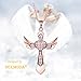 NEEMODA Gifts for Women Cross Pendant Necklace for Her Girls Zirconia Angel Wings Fashion Jewelry Birthday Anniversary Valentines Mothers Day Religious Gifts Rose Gold Plated