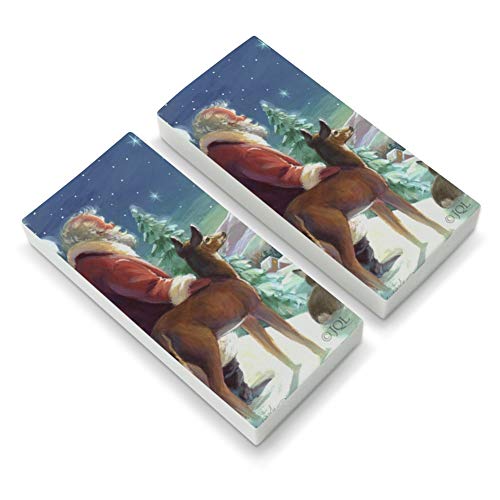 Christmas Holiday Silent Night Santa Claus Eraser Set of 2