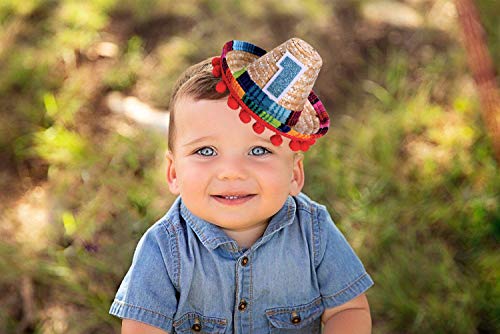Mini Sombrero Hats for 1st Birthday - Fiesta Cupcake Toppers for Mexican Party Decorations, First Birthday Hat for Uno Party, Fiesta Party Supplies (Mini Sombrero Hats)