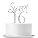 Silver Sweet 16 Cake Topper - Happy 16th Birthday Party Decorations Supplies