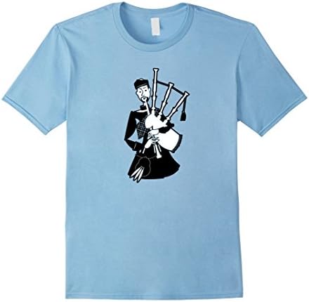 Mens Scottish Bagpiper in Kilt Playing Pipes Shirt Medium Baby Blue
