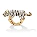 Lux Black and White Simulated Crystal Yellow Gold Tone Tiger Stretch Ring