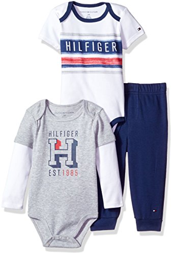Tommy hilfiger baby boys  2 pieces bodysuit pant set, w…