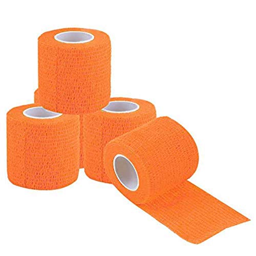 VGEBY1 5Pcs Self Adhesive Bandage, Non-Woven Fabrics Waterproof Elbow Support Bandage For Outdoor Sports, 5cm x 4,5m(orange)