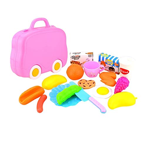 CryFox 15 PCS Kitchen Fruit Vegetable Food Toy Cutting Set (Pink)