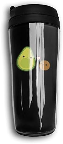 Reusable Coffee Mug, Cute Avocado Black Milk Tea Drinking Water Bottle Coffee Mug Carry Hand Cup Reusable Plastic Curve Travel Mug Coffee Tumbler For Women Men Kids Teens Adults Fathers Day Gifts