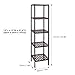 HOMFA Bamboo Bathroom Shelf 5-Tier Tower Free Standing Rack Multifunctional Storage Organizer(Retro Color)