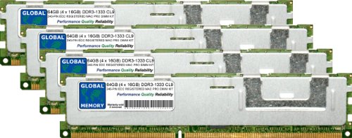 64GB (4 x 16GB) DDR3 1333MHz PC3-10600 240-PIN ECC REGISTERED DIMM (RDIMM) MEMORY RAM KIT COMPATIBLE WITH MAC PRO (MID 2010-2012)