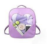 xhorizon TM FL1 Candy Leather Backpack Plastic Transparent Heart Beach Girls School Bag (Purple)