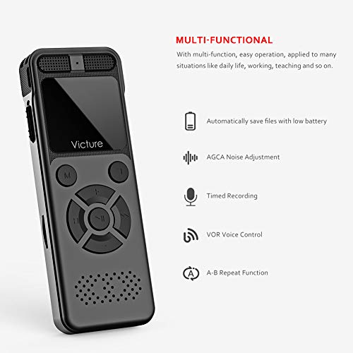 Victure Digital Voice Recorder 8G Voice Activated Recorder with MicroSD