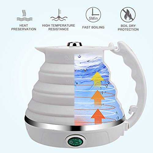 Upgrade Travel Kettle, ShineMe Food Grade Silicone Dual Voltage 110