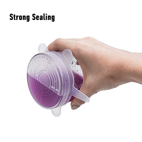 Silicone Stretch Lids 12-Pack, Food Grade Reusable Food and Bowl Covers, No More Plastic Wraps