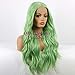 QD-Udreamy Natural Wavy Green Color Hair Synthetic Lace Front Wigs Heat Resistant Hair Lace Front Wig Synthetic Hair for Women 24 Inch