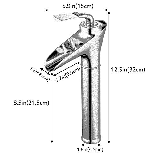 Modern Waterfall Lavatory Bathroom Faucet Tall Deck Mount One Handle Single Hole Vessel Mixer Tap Plumbing Fixtures Unique Designer Chrome - Thumbnail 4