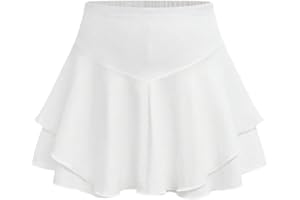 Verdusa Girl's Ruffle Skirts Elastic High Waisted A Line Workout Tennis Shorts