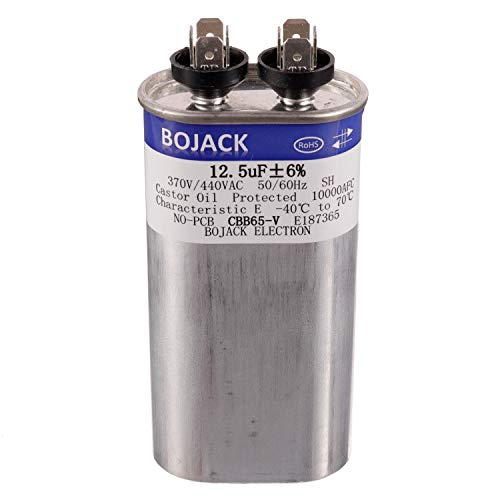 BOJACK 12.5 uF ±6% 12.5 MFD 370V/440V CBB65 Oval Run Start Capacitor for AC Motor Run or Fan Start and Cool or Heat Pump Air Conditione: Industrial & Scientific