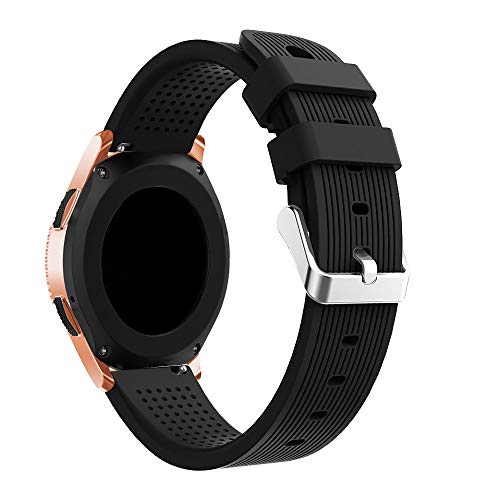 Insaneness Pure Colour Stripe Sport Soft Silicon Accessory Watch Band for Samsung Galaxy Watch 42mm (Black) - Thumbnail 2