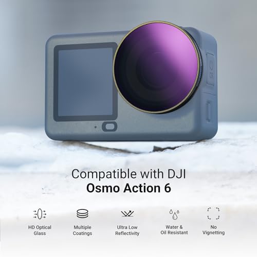 NEEWER CPL + ND Filter Set Compatible with DJI Osmo Action 6 Only, 4 Pack ND8/16/32 Adjustable Circular Polarizing, Lens Polarizer, Screw On Multicoated Action Camera Photography Accessories, FL-B100