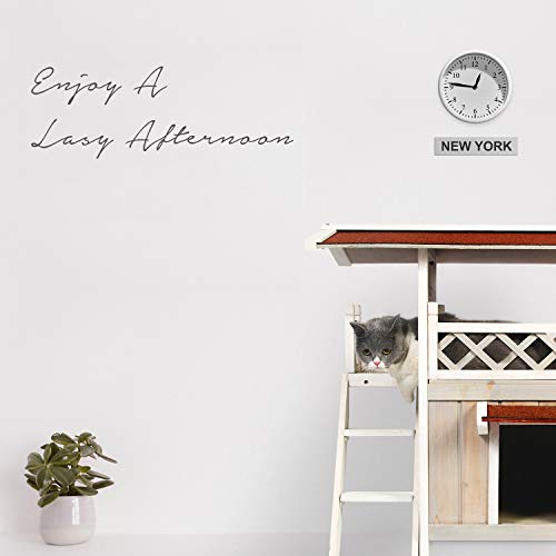 Scurrty Wooden Cat House 2 Story Outdoor Indoor Cat Condo with Stair Waterproof - Thumbnail 4