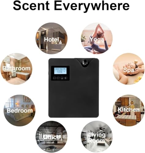 BWEFVB Máquina de Aire aromática Inteligente, Tecnología Profesional de difusión de Aire frío, Difusor de aceites Esenciales sin Agua, Difusor de aromaterapia montado en la Pared, 300 ml (Negro)