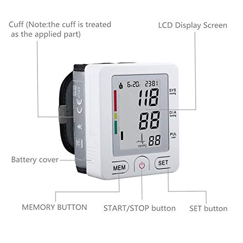 Hermano Digital Wrist Blood Pressure Monitor Automatic Heart Rate Detection Heartbeat BP Monitor Large LCD Display Portable Case for Home Use - Thumbnail 2