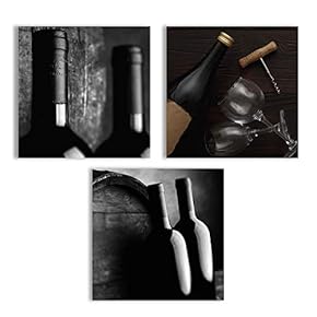 Canvas Wall Art Abstract Vintage Wine Cup Pictures Home Wall Decorations for Kitchen Streched and Framed - 12"x12"x3 Panels