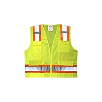 Safety Main Premium High Visibility Surveyor Vest Solid Front Mesh Back, X-Large