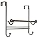 mDesign Bathroom Over Shower Door Towel Bar Rack with Hooks - Bronze