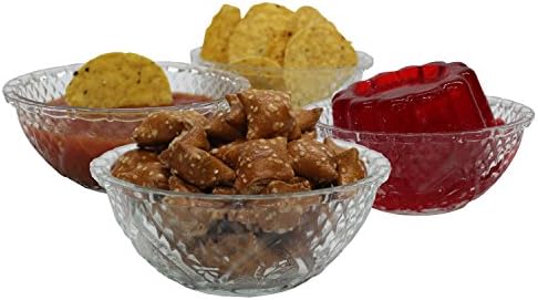 Glass Bowls Set of 4 Serving Salad Fruit 5" Desserts and Party (Dishwasher Safe) Great for serving salad dessert dips condiments candy and nuts
