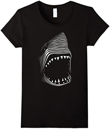 Women's White shark monster terror horror scary t-shirt Large Black