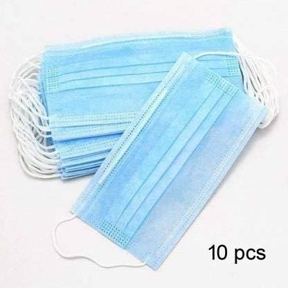Indian Personal Health Comfort Disposable Air Pollution/Surgical Elastic Mask 3 Ply Surgical Face Mask (*Pack OR 10 Pieces*) Mask