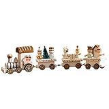 Tinksky Christmas Decor Cute Wooden Mini Train Decoration Ornaments Kids Gift Home Party Kindergarten Decor Christmas Birthday Gift for Children Random Color