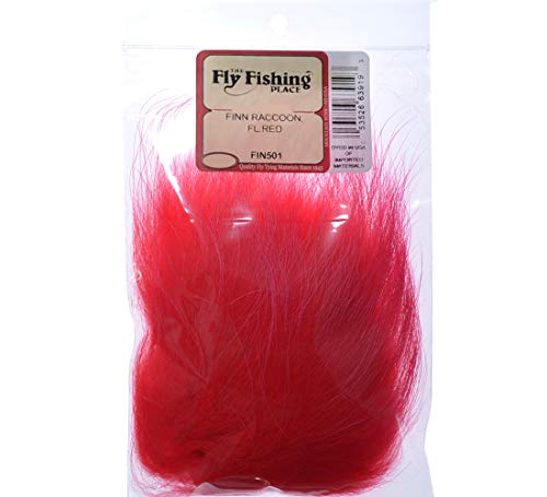 The Fly Fishing Place Fly Tying Materials - Finn Raccoon Fur Master Pack - 4 Fluorescent Colors - Red Yellow Fire Orange Chartreuse Tube Fly Streamer Hair