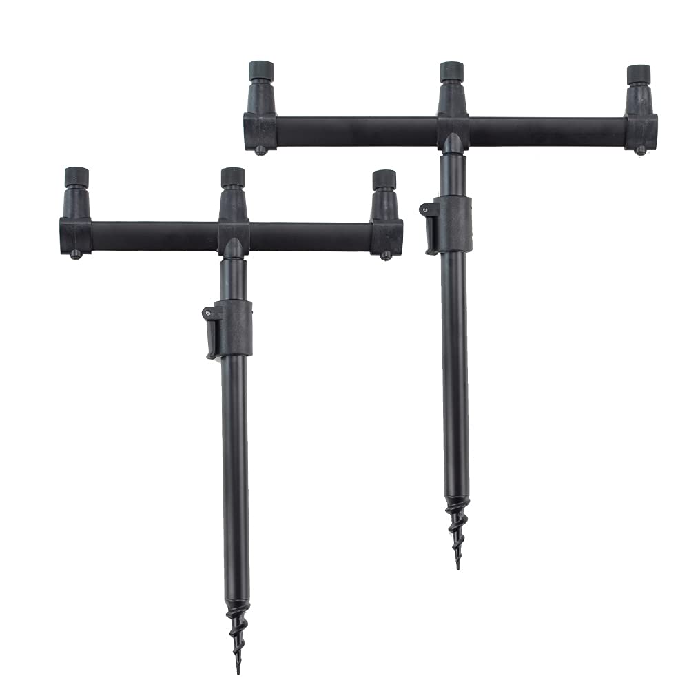 Hirisi Tackle Aluminium Carp Fishing Rod Pod Set Bank Sticks and Buzz Bar for 3 Fishing Rods (30-45)