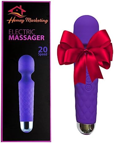 Wand Massager Electric 20 Multi speed Relieves muscular pain and releases Wireless Powerful Rechargeable Waterproof Design Mini Halo Magic Electric Wands Safe Premium Silicon Flexible tip (purple)
