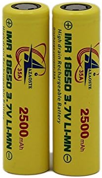 AZAOSTE 2 Pack 2500mAh 3.7v Rechargeable 18650 Battery Li-ion Battery For High Power Flashlights