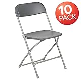 Flash Furniture 10 Pk. HERCULES Series 650 lb. Capacity Premium Grey Plastic Folding Chair