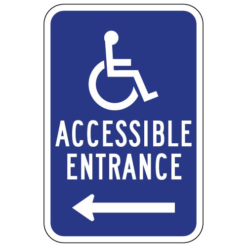 STOPSignsAndMore Wheelchair Accessible Entrance Guide Signs - Left Arrow - 12x18