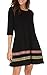 THANTH Womens 3/4 Sleeve A-Line Embroidered Loose Casual T-Shirt Tunic Dress Black XL