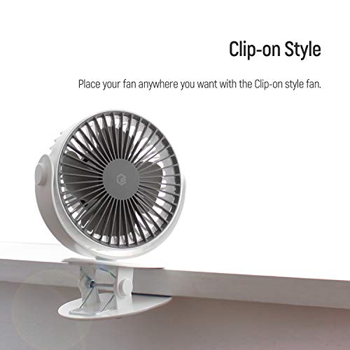 GPEL Clip on Fan, USB Clip Desk Personal Fan, Table Fans, 2 in 1 Applications, Strong Wind, Mini Desk Fan, Small Desktop Fan, 4 Inch 2 Speed Portable Cooling Fan USB Powered by Net Book, PC, Darkblue