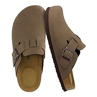 CUSHIONAIRE Hana Womens Clogs | Comfortable Vegan Suede Clogs for Women | Slip On Potato Shoes with Cork Footbed & Arch Support | Memory Foam, Wide Widths Available
