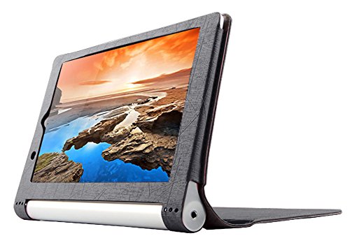 FanTEK Lenovo Yoga Tablet 2 10 Inch 1050 Android Leather Stand Case Cover with Auto Sleep Wake (Black)