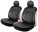 Leader Accessories Faux Leather Sideless Seat Covers for Car Truck SUV 2 Front Seats Black with Headrest Covers