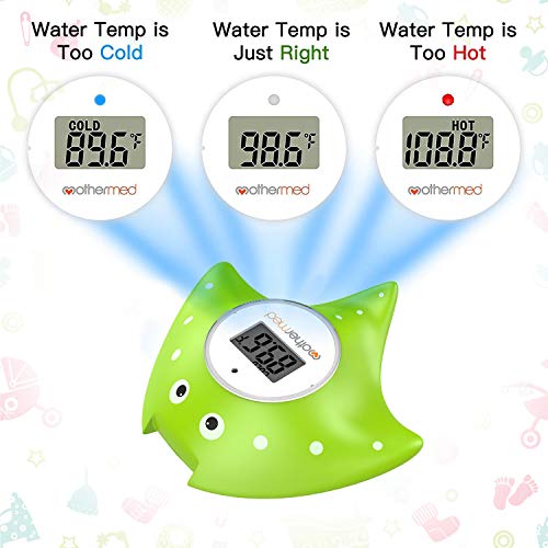 mothermed Baby Bath Thermometer and Floating Bath Toy Bathtub Safety Temperature Thermometer Green Fish Only for Fahrenheit