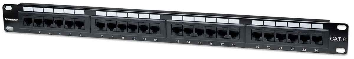 Intellinet Patch Panel, Cat6, UTP, 24-Port, 1U, Black — image 1